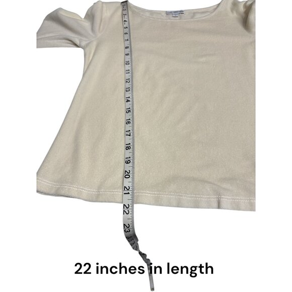 James Perse Womens Long Sleeve Cream Top Size 2 Lightweight Cotton Blend - Picture 6 of 6